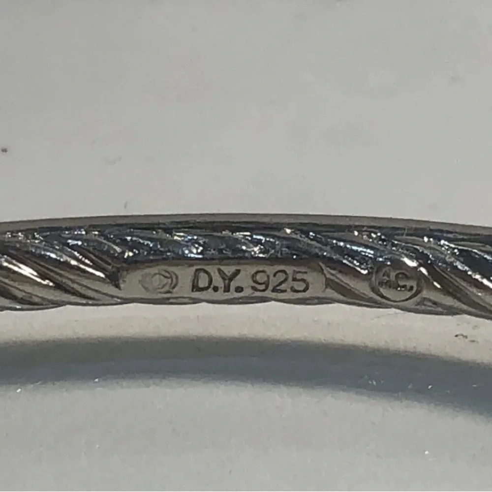 DAVID YURMAN Pave Outside Sterling Silver Bangle Bracelet. - Picture 5 of 10